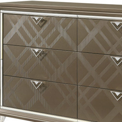 66" Champagne Wood Six Drawer Double Dresser HomeRoots