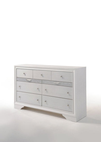 63" White Manufactured Wood Nine Drawer Triple Dresser HomeRoots