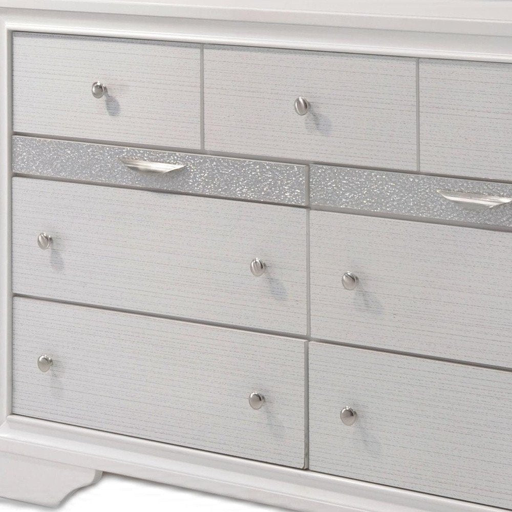 63" White Manufactured Wood Nine Drawer Triple Dresser HomeRoots