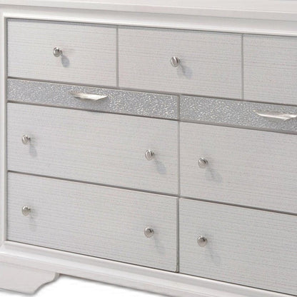 63" White Manufactured Wood Nine Drawer Triple Dresser HomeRoots