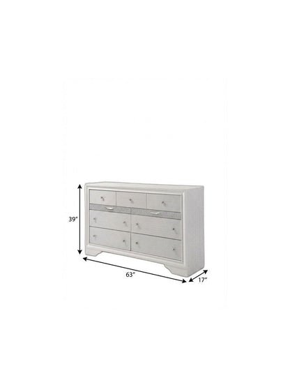 63" White Manufactured Wood Nine Drawer Triple Dresser HomeRoots
