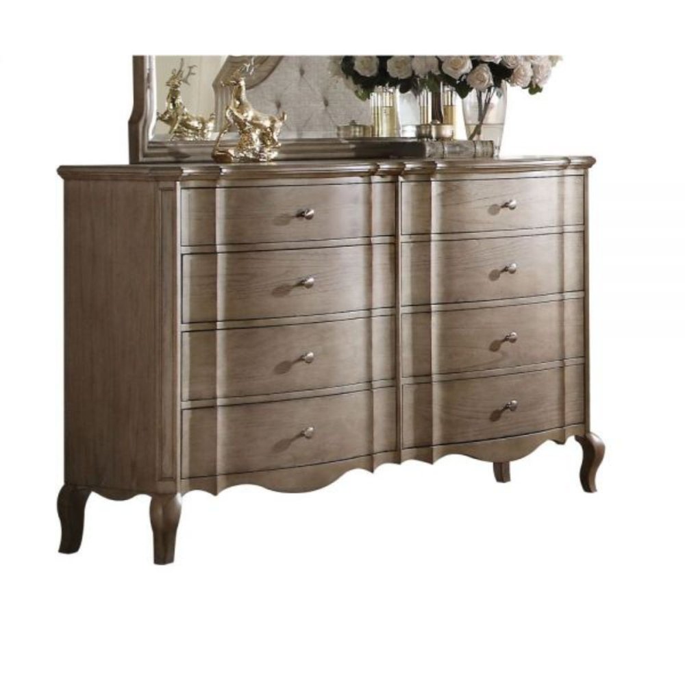 64" Taupe Wood Eight Drawer Double Dresser — view 1