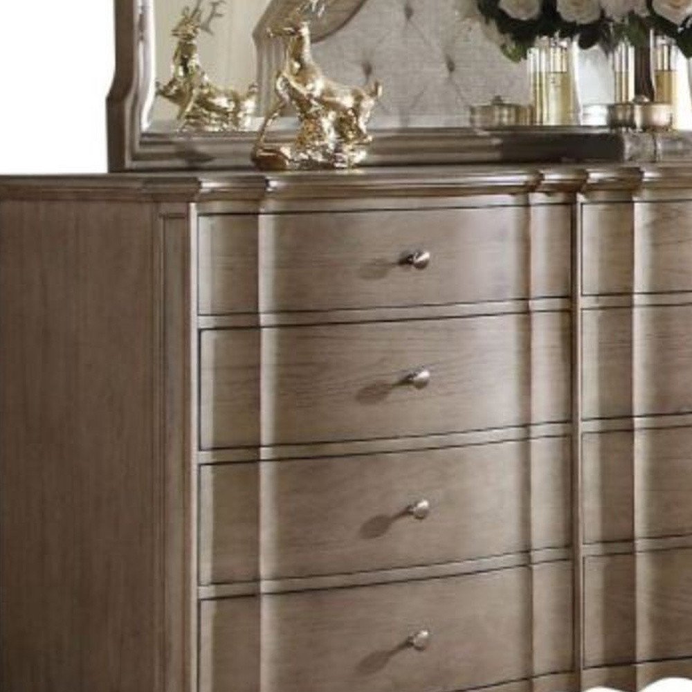 64" Taupe Wood Eight Drawer Double Dresser — view 2