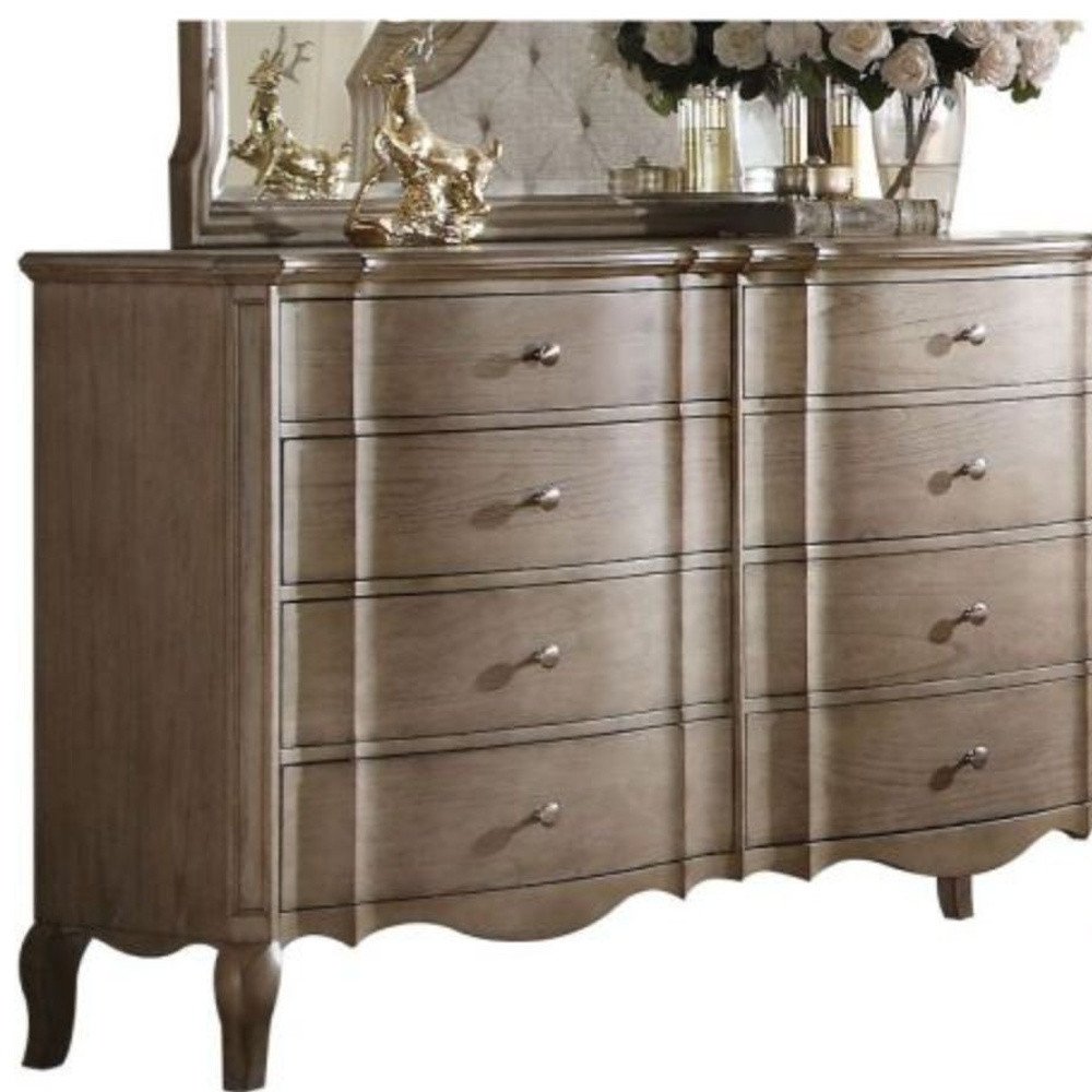 64" Taupe Wood Eight Drawer Double Dresser — view 3