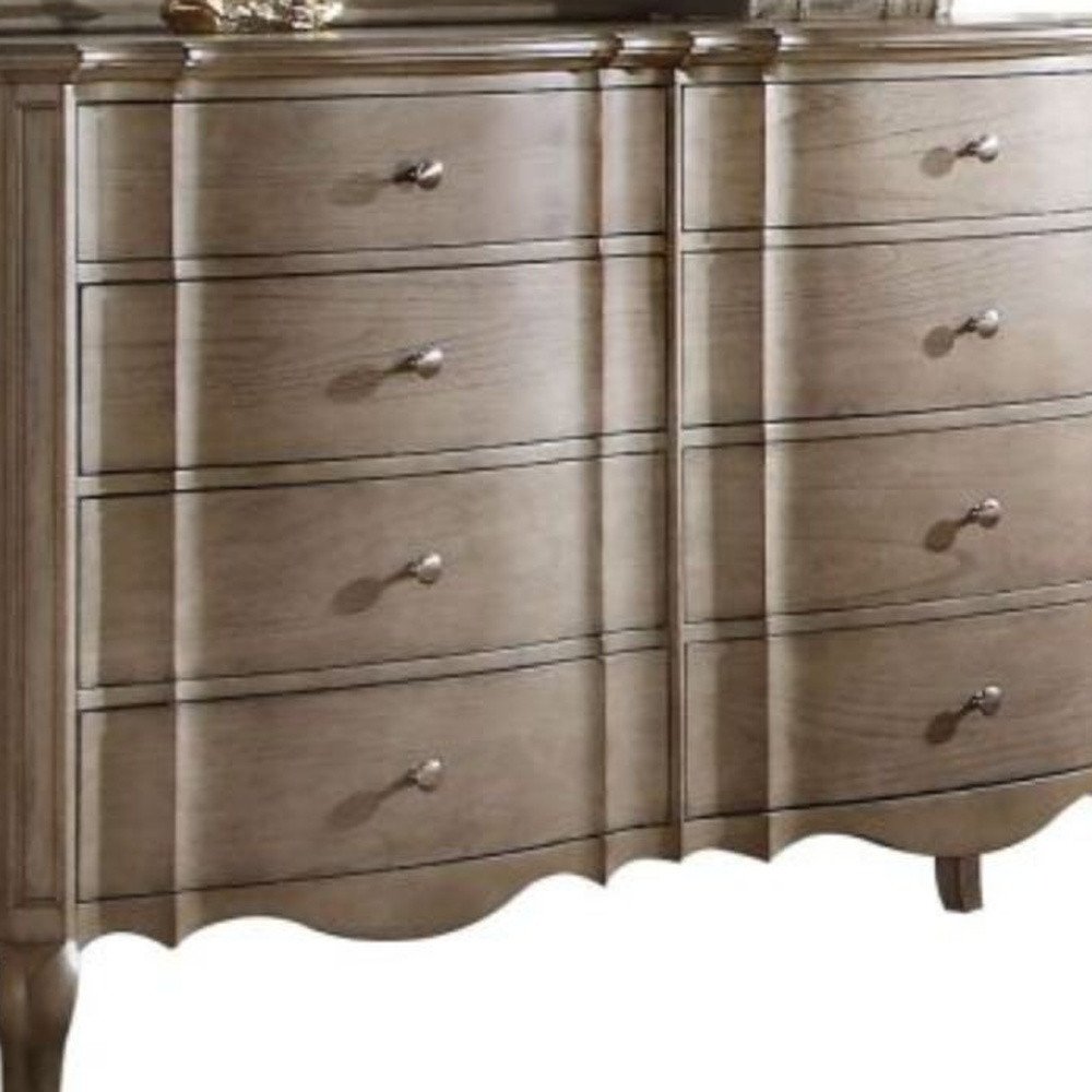64" Taupe Wood Eight Drawer Double Dresser — view 6
