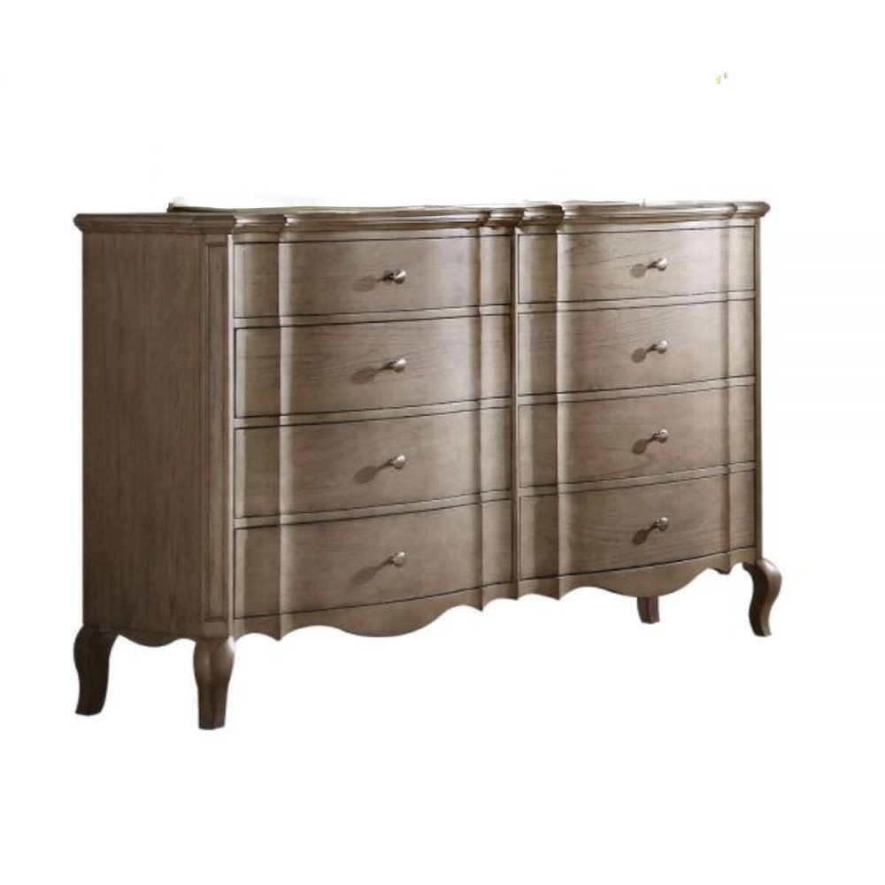 64" Taupe Wood Eight Drawer Double Dresser — view 4