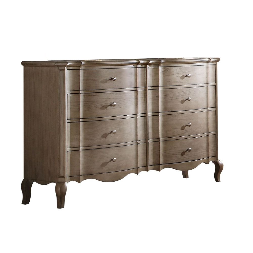64" Taupe Wood Eight Drawer Double Dresser — view 7