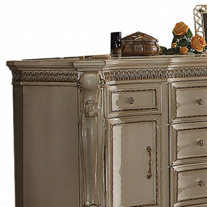 69" Pearl Solid and Manufactured Wood Five Drawer Triple Dresser HomeRoots