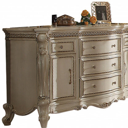 69" Pearl Solid and Manufactured Wood Five Drawer Triple Dresser HomeRoots