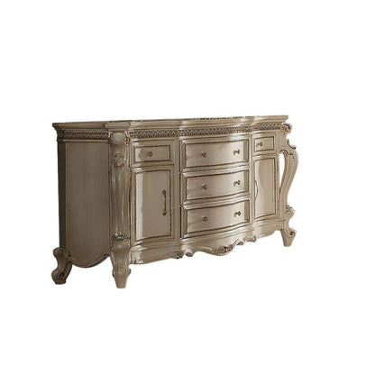 69" Pearl Solid and Manufactured Wood Five Drawer Triple Dresser HomeRoots