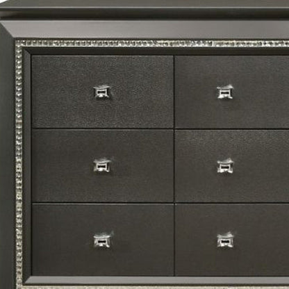 66" Gray Solid and Manufactured Wood Nine Drawer Triple Dresser HomeRoots