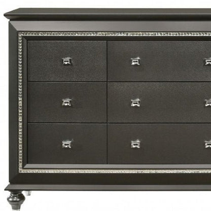 66" Gray Solid and Manufactured Wood Nine Drawer Triple Dresser HomeRoots