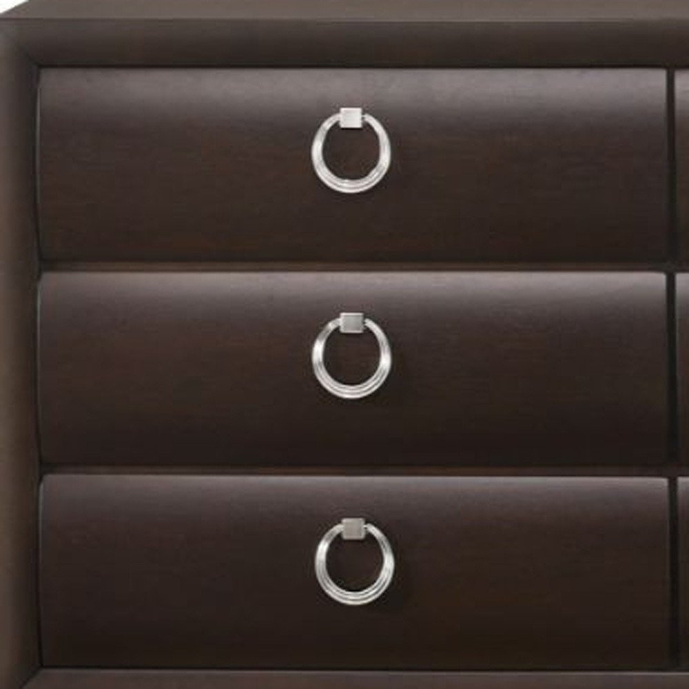63" Merlot Solid and Manufactured Wood Six Drawer Double Dresser HomeRoots