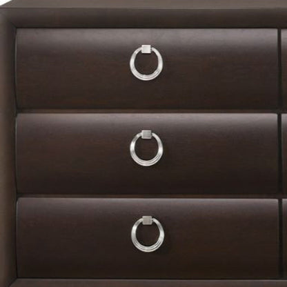 63" Merlot Solid and Manufactured Wood Six Drawer Double Dresser HomeRoots