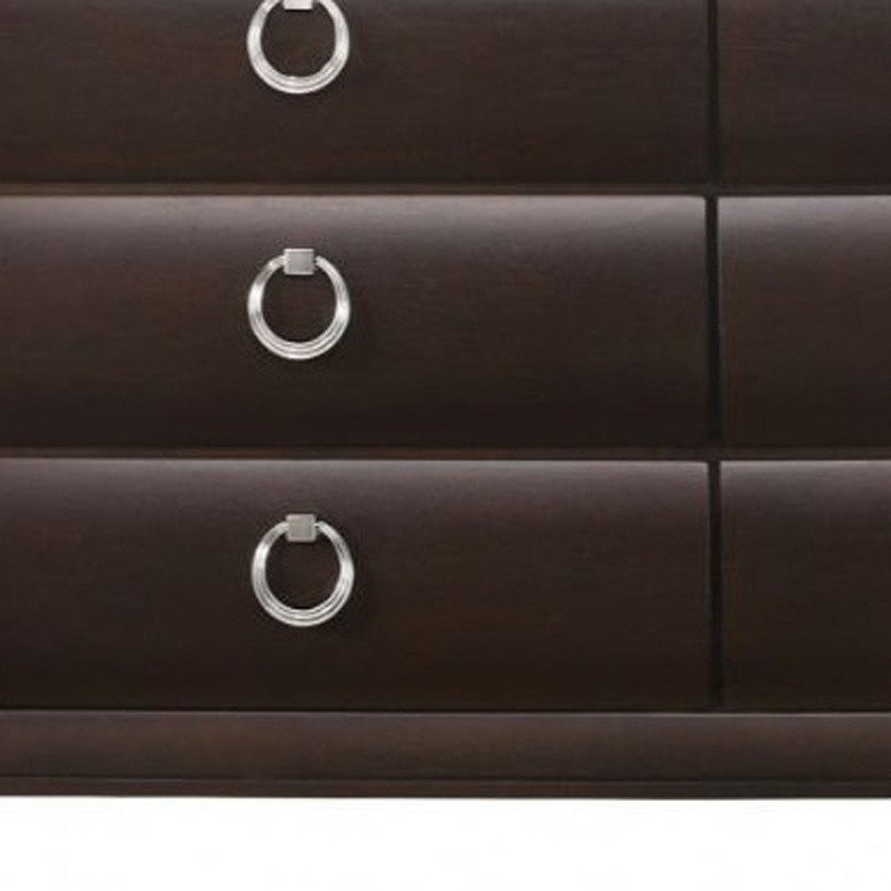 63" Merlot Solid and Manufactured Wood Six Drawer Double Dresser HomeRoots