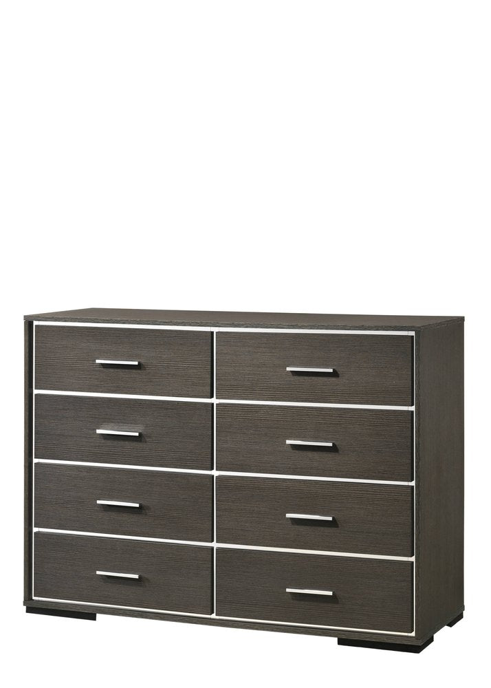 57" Gray Solid and Manufactured Wood Eight Drawer Double Dresser — view 1