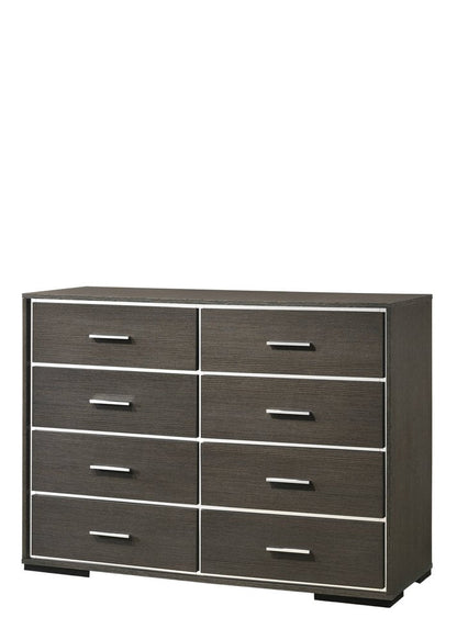 57" Gray Wood Eight Drawer Double Dresser HomeRoots