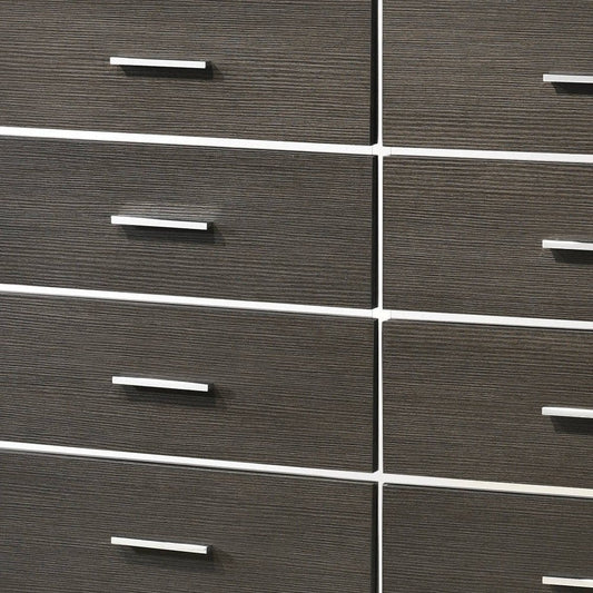 57" Gray Solid and Manufactured Wood Eight Drawer Double Dresser HomeRoots