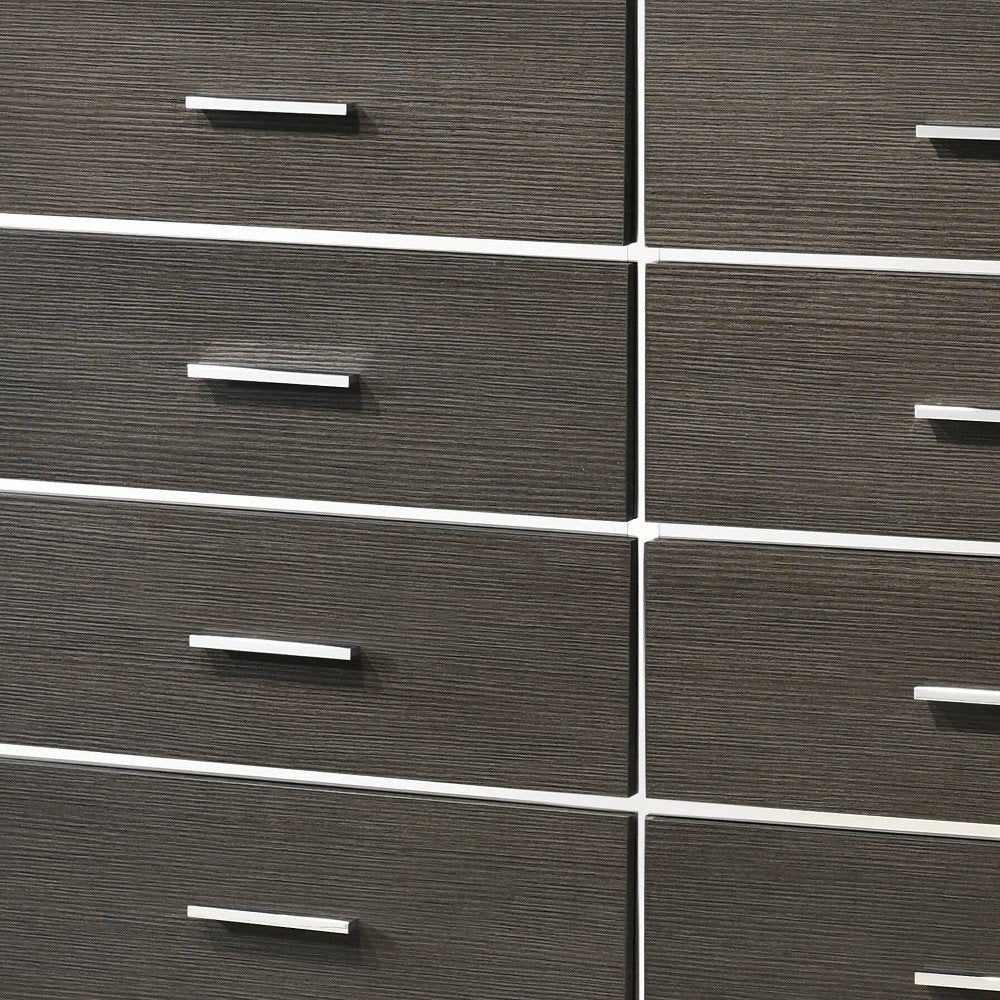 57" Gray Solid and Manufactured Wood Eight Drawer Double Dresser HomeRoots
