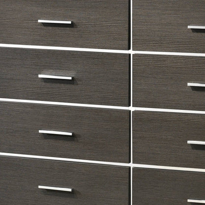 57" Gray Solid and Manufactured Wood Eight Drawer Double Dresser HomeRoots