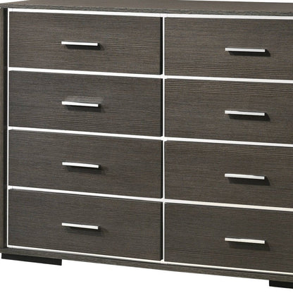 57" Gray Wood Eight Drawer Double Dresser