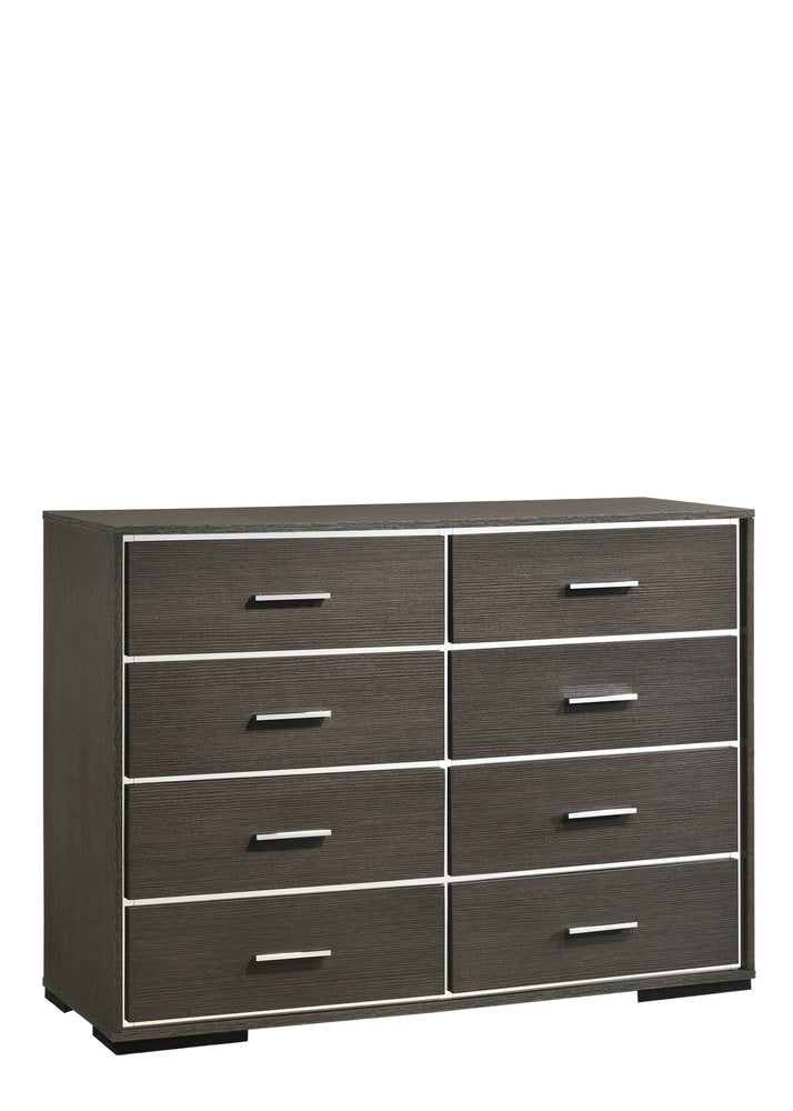 57" Gray Wood Eight Drawer Double Dresser — view 4