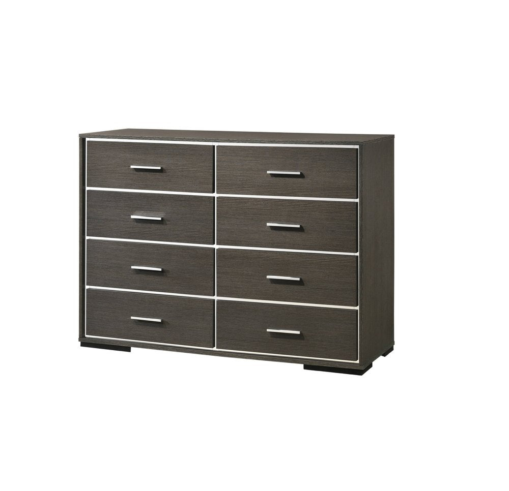 57" Gray Wood Eight Drawer Double Dresser — view 6