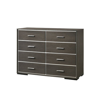 57" Gray Wood Eight Drawer Double Dresser
