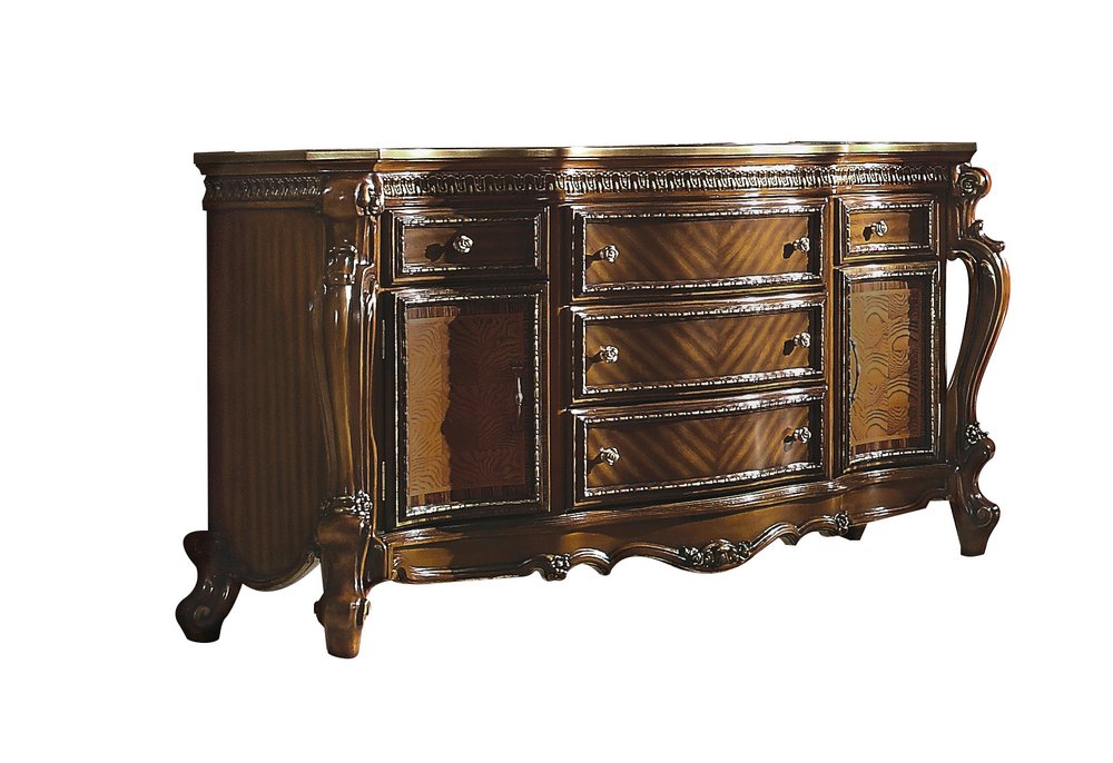 69" Brown Solid and Manufactured Wood Five Drawer Triple Dresser HomeRoots