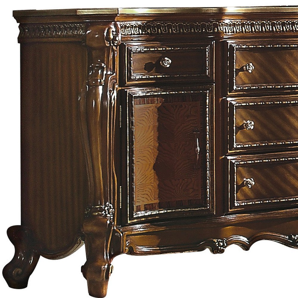 37" Brown Wood Two Door Five Drawer Combo Dresser — view 4