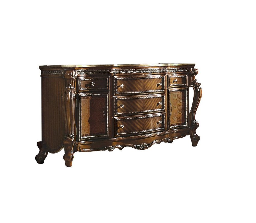 69" Brown Solid and Manufactured Wood Five Drawer Triple Dresser HomeRoots