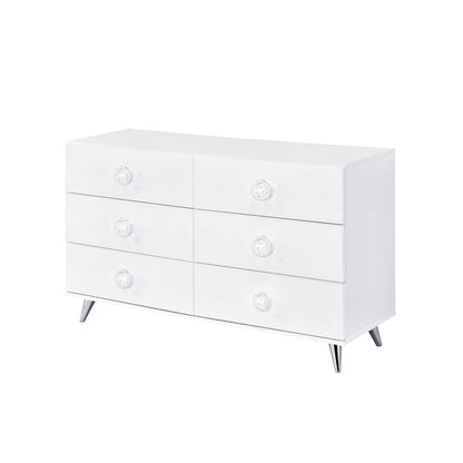 47" White Finish Manufactured Wood Six Drawer Double Dresser HomeRoots