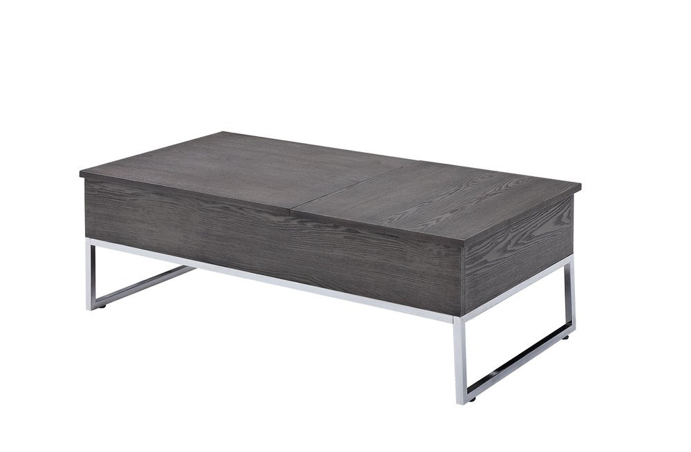 47" Gray and Silver Wood Lift Top Frame Coffee Table HomeRoots