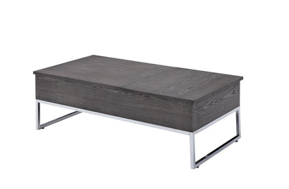 47" Gray and Silver Wood Lift Top Frame Coffee Table HomeRoots