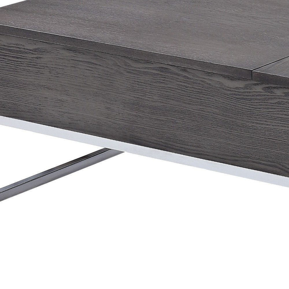47" Gray and Silver Wood Lift Top Frame Coffee Table HomeRoots