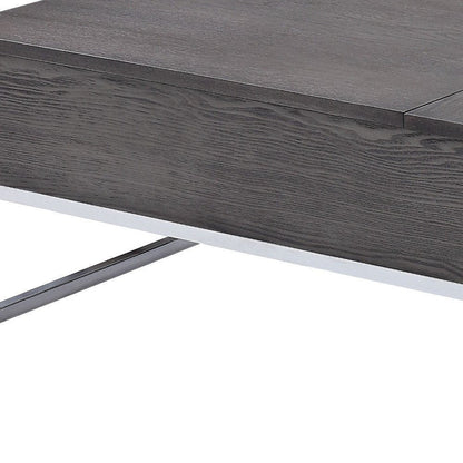 47" Gray and Silver Wood Lift Top Frame Coffee Table HomeRoots