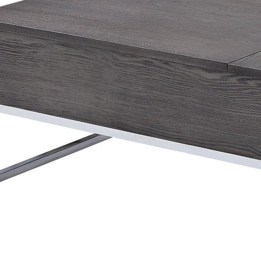 47" Gray and Silver Wood Lift Top Frame Coffee Table HomeRoots