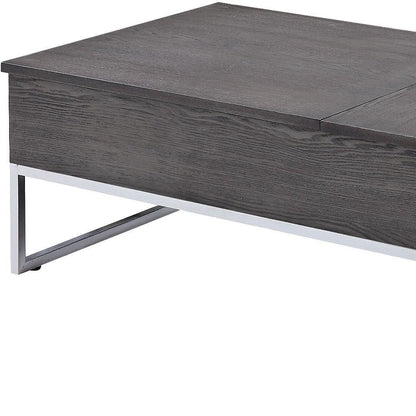 47" Gray and Silver Wood Lift Top Frame Coffee Table HomeRoots