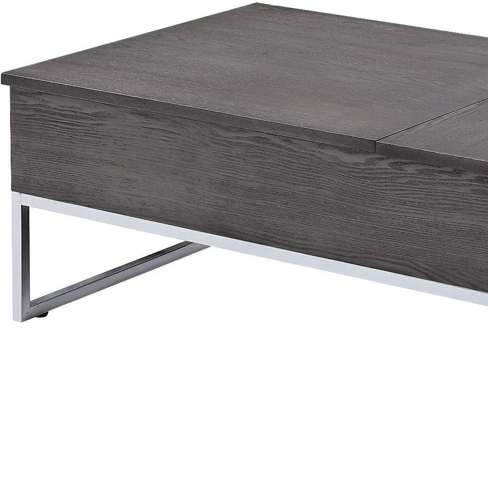 47" Gray and Silver Wood Lift Top Frame Coffee Table HomeRoots