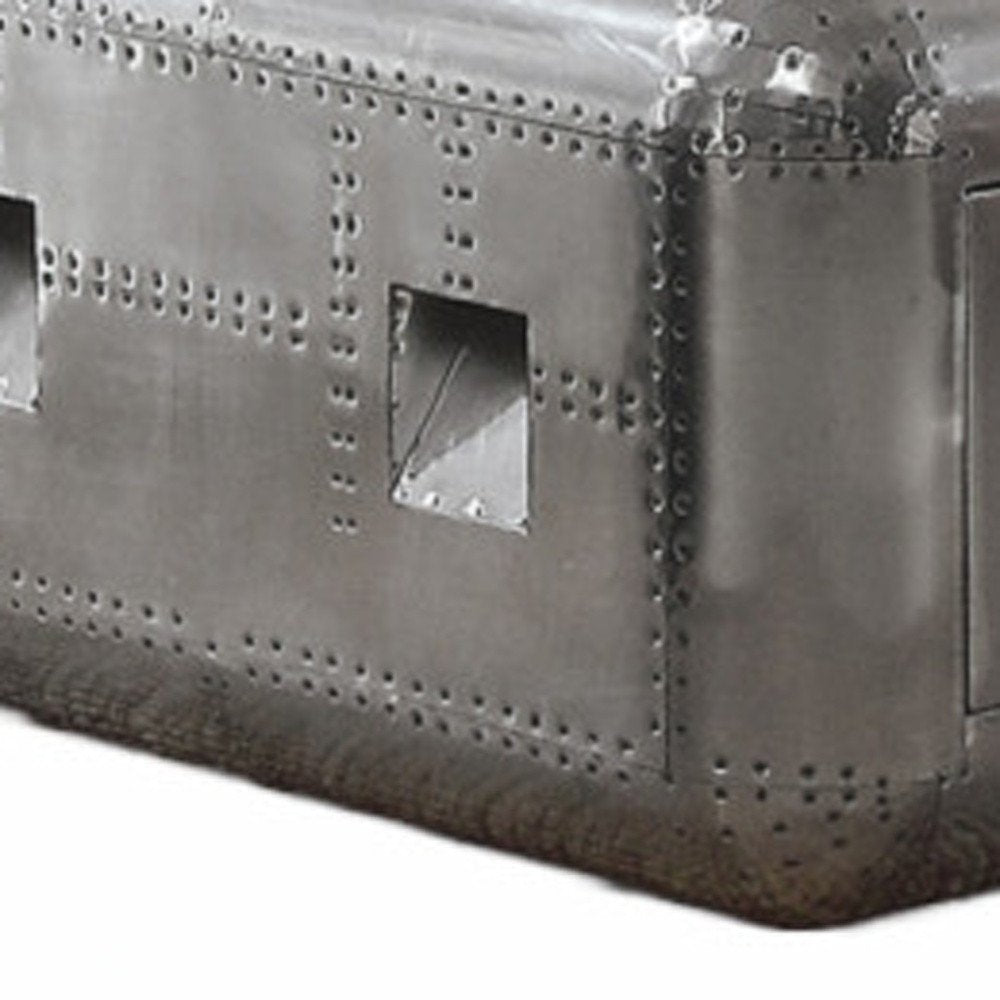 52" Silver Aluminum Solid Coffee Table With Drawer HomeRoots