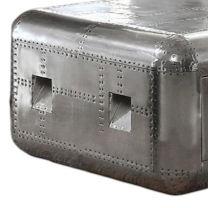52" Silver Aluminum Solid Coffee Table With Drawer HomeRoots