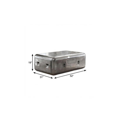 52" Silver Aluminum Solid Coffee Table With Drawer HomeRoots