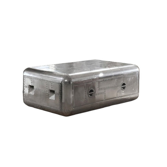 52" Silver Aluminum Solid Coffee Table With Drawer HomeRoots