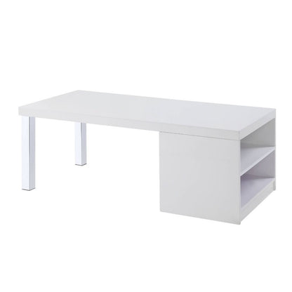 47" White and Silver Wood And Metal Frame Coffee Table With Shelf HomeRoots
