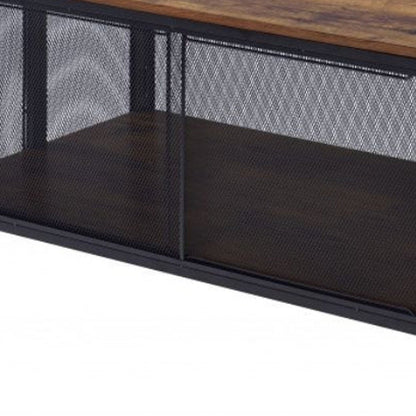 41" Brown and Black Wood And Metal Frame Coffee Table With Shelf HomeRoots