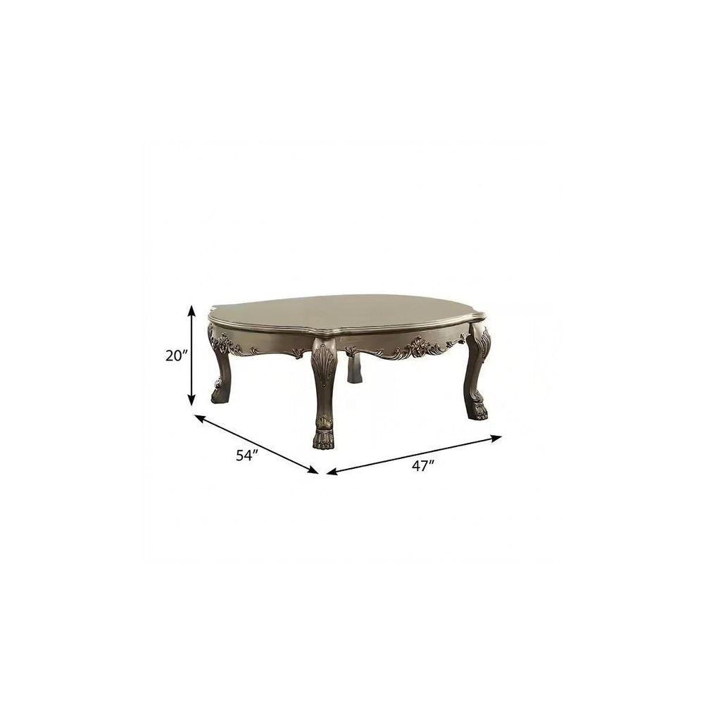 54" Gold and Bone Wood Coffee Table HomeRoots