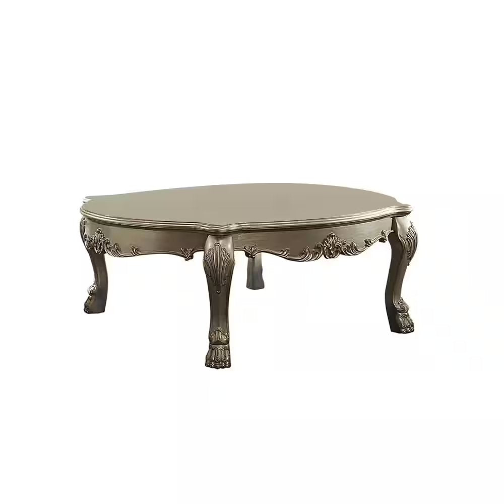 54" Gold and Bone Wood Coffee Table HomeRoots