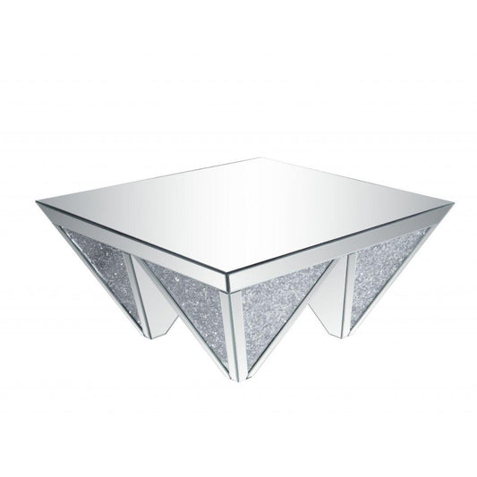 37" Silver Glass Square Mirrored Coffee Table - FurniFindUSA