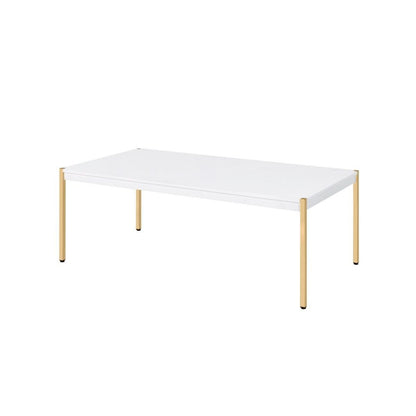 48" White and Gold Wood And Metal Coffee Table HomeRoots