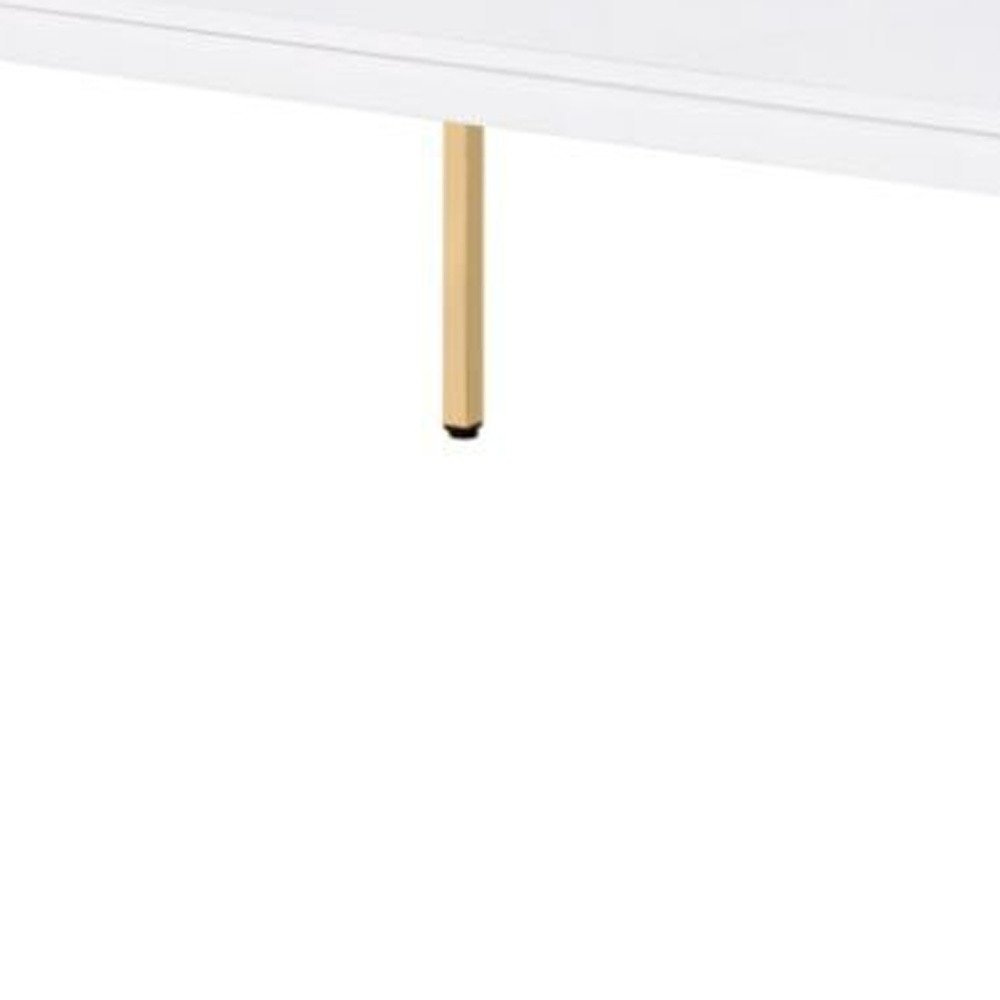 48" White and Gold Wood And Metal Coffee Table HomeRoots